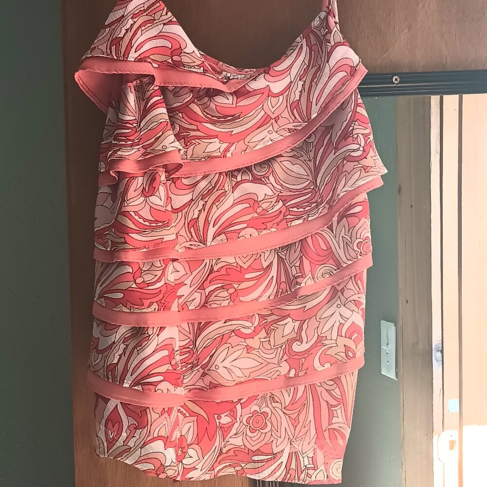 Coral Floral tiered camisole